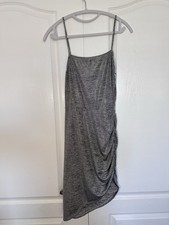 Reformation Flare Mini Dress $178 Metallic Silver Size Small