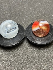 Vintage “Snow Globe” “Sunset” Extremely Bubbly Peltier Rainbo Marbles Lot Of 2