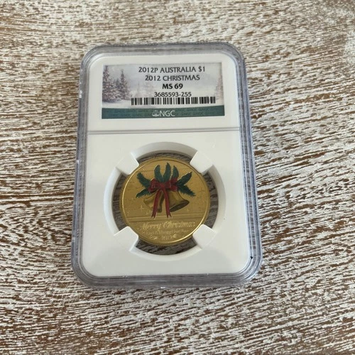 2012P Australia Christmas (Bells) $1 Bronze Coin NGC MS69.