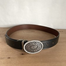 Women s Black Leather With Silver Colored Embellishments Western Style Belt