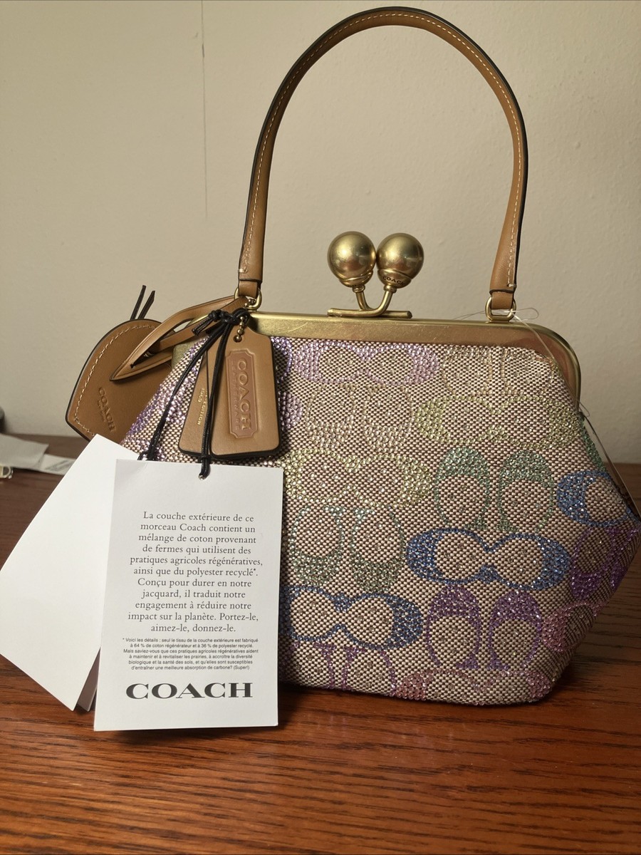 Coach Kisslock Frame Bag 16 In Candy Rainbow Crystal Signature
