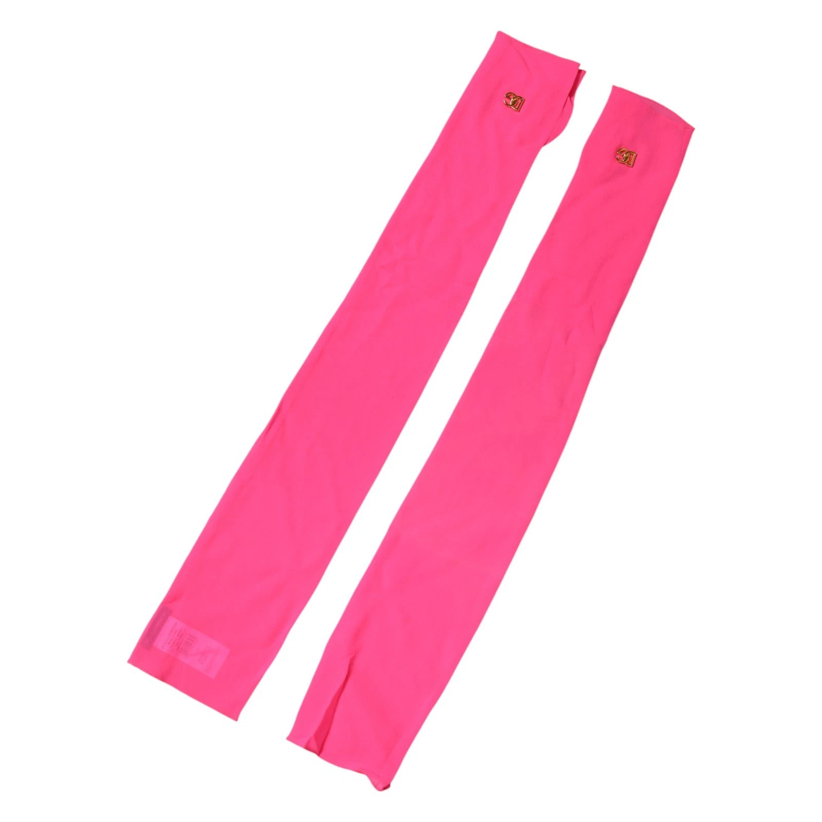 DOLCE & GABBANA Gloves Pink Silk Fingerless Elbow Length Mitten 7.5 / M 600usd