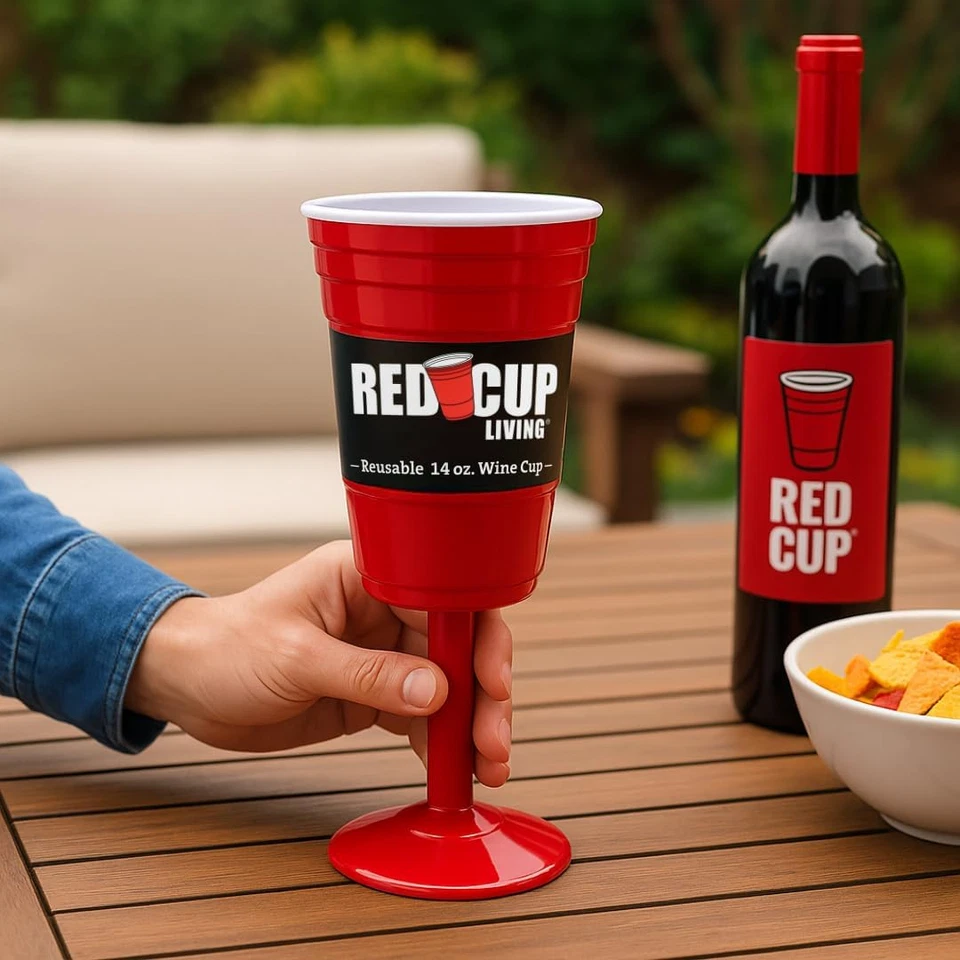 Copas de vino de plástico tinto reutilizables con vástago, 14 oz, únicas para beber de alta resistencia... Foto 3 de 4