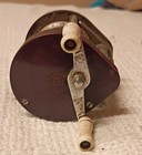 Ocean City 50 Vintage Casting Fishing Reel Maroon Side Plates White Handles — photo 2