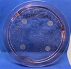 Jeannette Pink Sunflower 10" Footed Cake Plate Depression Glass USA