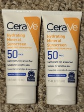 2 CeraVe Hydrating Mineral Sunscreen Face SPF 50 2.5 FL OZ 75ml Exp 5/25 6/25