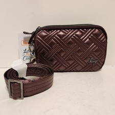 Lug Coupe Convertible Metallic Wine Geo Flora Grid Crossbody Belt Bag Purse Nwt