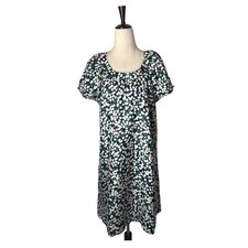 Melly M Dress Women Small Navy Blue Ivory Polka Dot Silk Puff Sleeve Mini Luxury