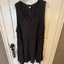 Old Navy Women’s Plus Size 3X Black Solid V-Neck Sleeveless Knee Sundress