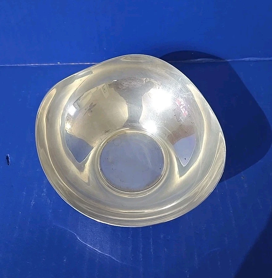 "Cuenco de tres esquinas Dinamarca 6"" plateado marcado AD Solvplet" Foto 2 de 4