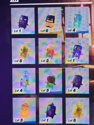 Fortnite sprites 5 Stück nach Wahl cube, holo, galaxy, gummy, Gold und normal