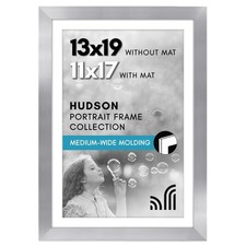 Americanflat 13x19 Picture Frame, Shatter-Resistant Glass, 11x17 Mat Option, Sil