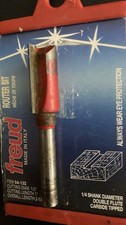Used FREUD 04-132 CARBIDE 1/2" DOUBLE FLUTE STRAIGHT ROUTER BIT 1/4 SHANK