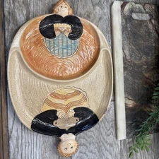 RARE Shafford Folk Craft Divided Platter Handmade 1980s