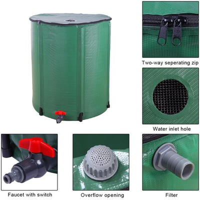 #ad 50 Gallon Portable Rain Barrel Water Collector Tank With Spigot Filter Green $27.39