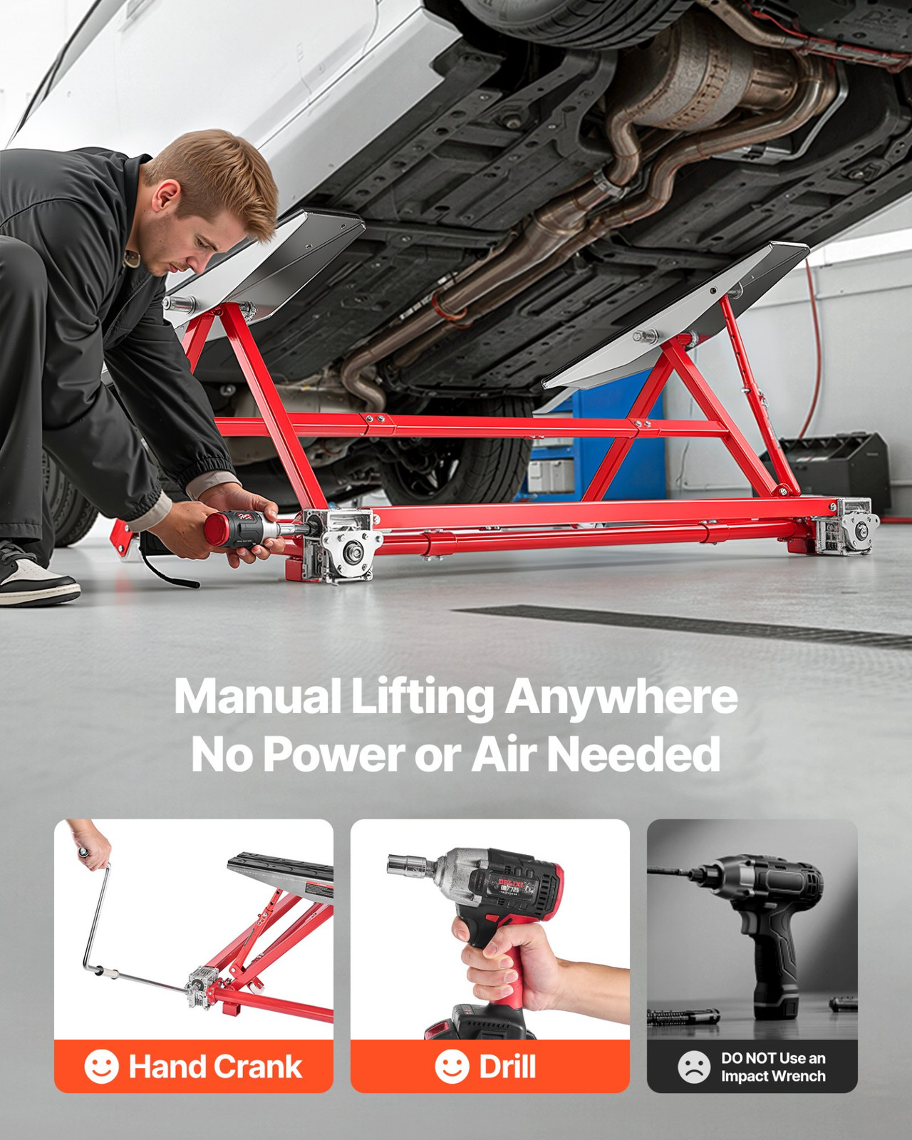 Portable Car Lift 4400 lb Heavy Duty Steel Quick Lift 23" Max Height