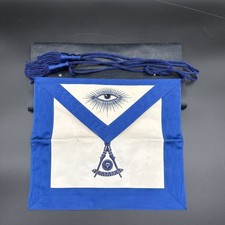 Vintage Masonic Master Mason Blue Lodge Apron with Radiant G-Lambskin