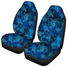 Ocean Sea Turtles Watercolor Blue Front Car Seat Covers Set Blue Sea Turtles