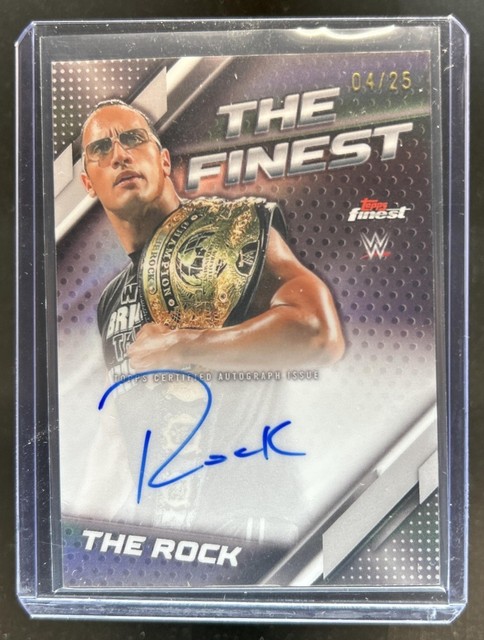 2025 Topps Finest WWE The Rock Black Refractor Auto Autograph #/25