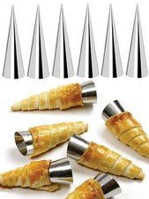 12Pcs Stainless Steel Pastry Cream Horn Molds Conical Cone Baking Mould Tool