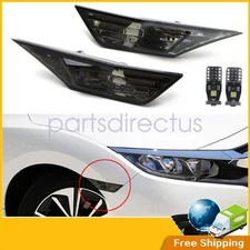 Smoked Side Marker Lamp Turn Signal Light W/ Led Bulbs fit Honda Civic 2016-2021