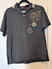 90s VTG Wmn L Top: Bonnie Blain Petites USA made shoulder pads black white nerdy