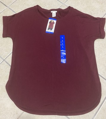 Burgundy, Short-Sleeve Shirt -  Women s Top by Matty M - Large - New With Tags