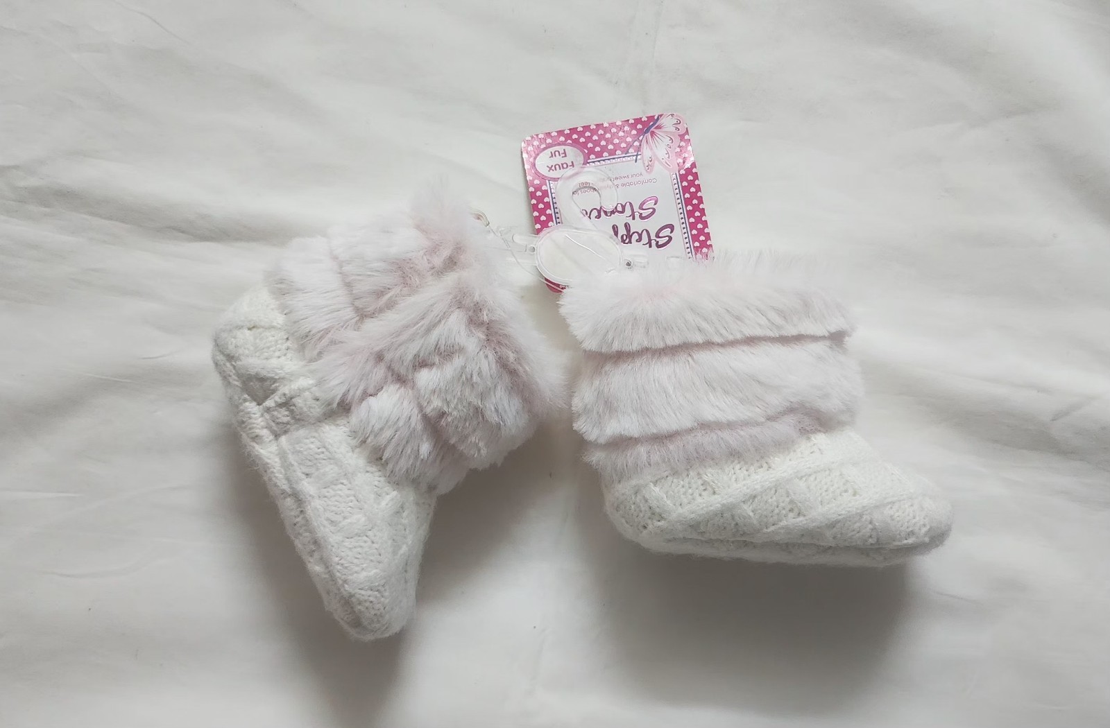 3-6 Months Faux Fur, Color White/pink