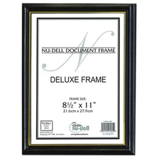 17081 Deluxe Wood Document Frame, Plastic Face, 8-1/2 x 11, Black
