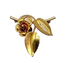 Vintage Forstner 1/20 12K GF Signed  Leaf Flower Brooch Pin