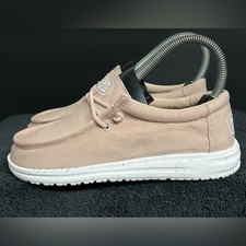 NEW Hey Dude Wally Slub Canvas Slip-On Casual Canvas Shoe YOUTH SZ 2 Tan 40029