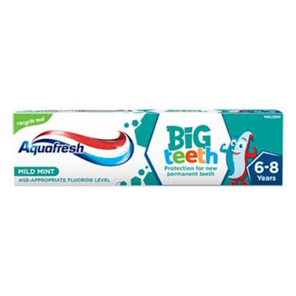 6 x Aquafresh Big Teeth Mild Mint Toothpaste 6-8 Years 50ml