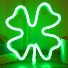 2Pack Shamrock Lights Neon Signs for Wall Decor, St Patricks Day Decor Clover...