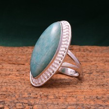 Beautiful Amazonite Gemstone 925 Sterling Silver Handmade Ring All Size