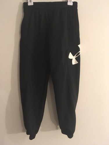 NEW! Under Armour Storm Armour Fleece Jogger Pants•BLACK/WHITE• Boys Youth SMALL - Picture 7 of 9