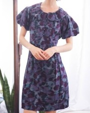 MARC BY MARC JACOBS Size S 10 Purple Cotton Dress Puff Short Sleeve Floral Work