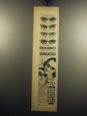 1957 Foster Grant Fosta-Grantly Continental Jeweled Sunglasses Advertisement