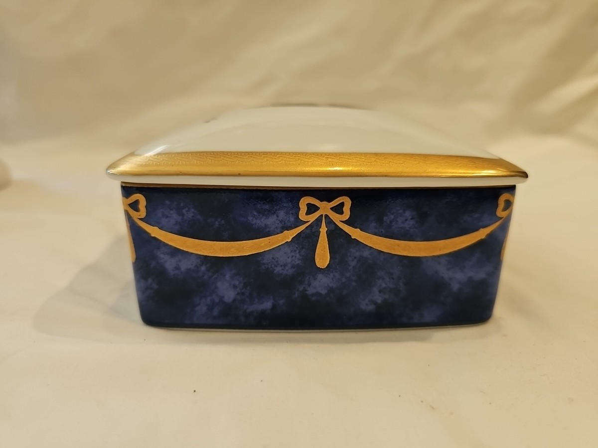 Faberge Imperial Egg Collection Covered Blue Trinket Box Enamel