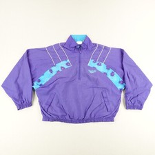 Vintage Reebok Jacket Womens Medium Purple Blue Windbreaker Track Coat 90s
