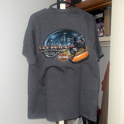 Chi-Town Harley-Davidson Fat Bob/Chicago Dog Tinley Park, IL T-Shirt (Large)