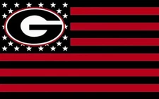 (2) Georgia Bulldogs Stars & Stripes US Flag Design Vinyl Stickers 5x3 Decals