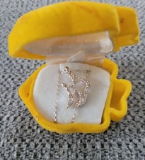 Collana Vintage AVON Tono Argento Angelo Pesce Ciondolo Forma Pesce Giallo Confezione Regalo