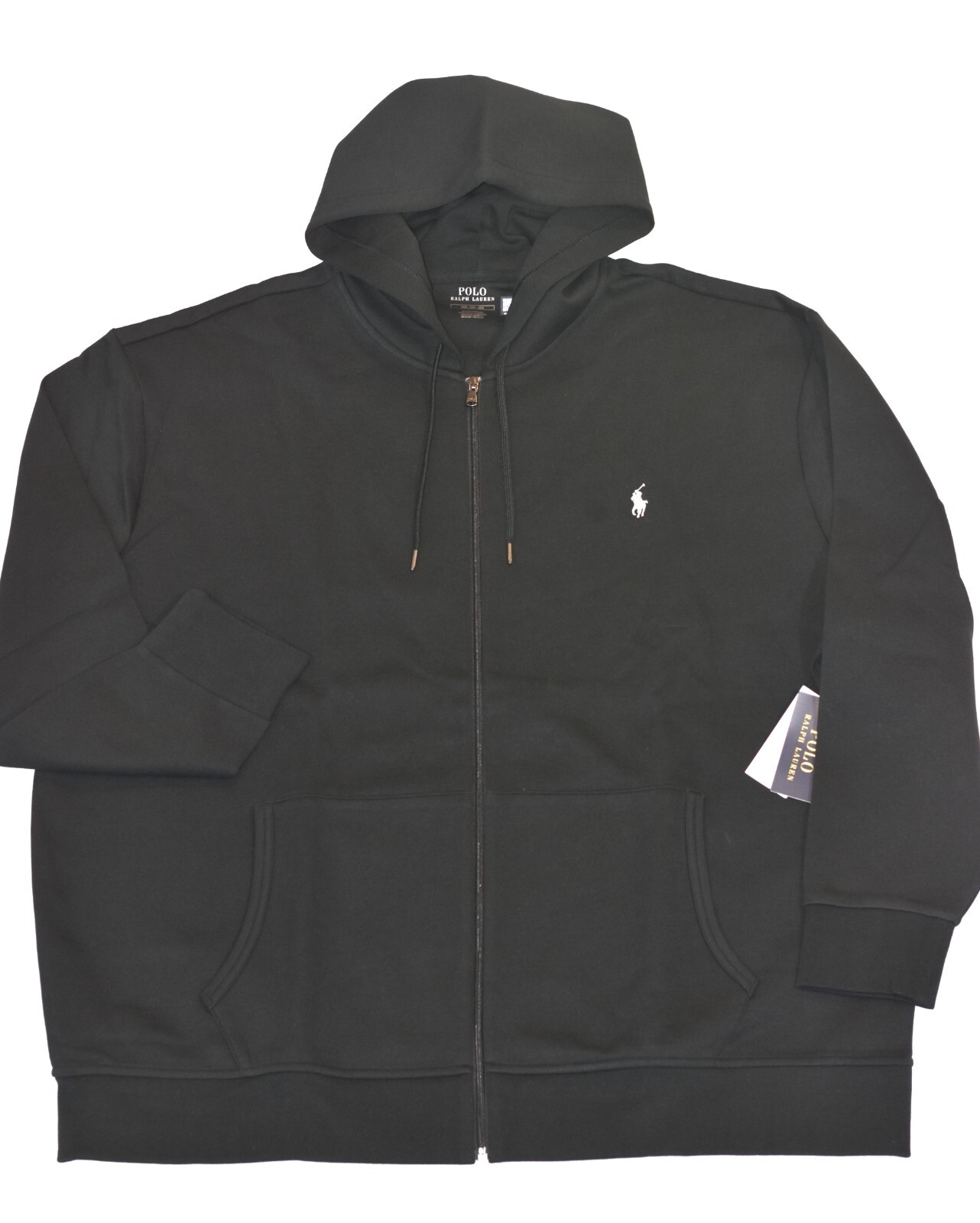 Polo Ralph Lauren doppia maglia zip cappuccio nero giacca bianco pony 3XB 3X nuova con etichette
