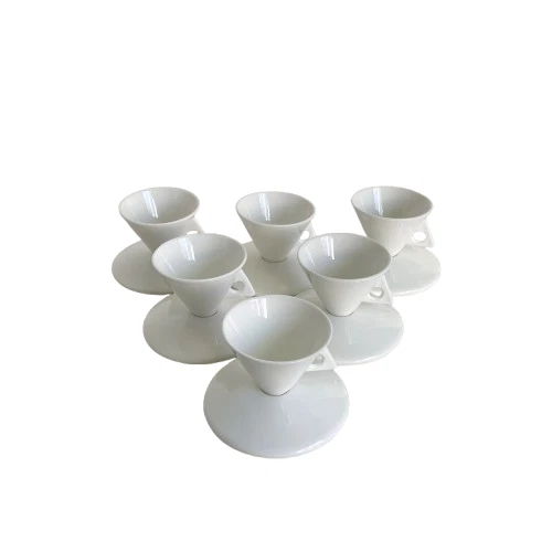 Juego de 6 tazas y platillos retro de café espresso cónicos de porcelana de hueso Demitasse Foto 3 de 4