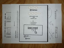 Crosman 600 677 Pistol TWO 2 URETHANE Seal Kits - Expl View Pts List Guide