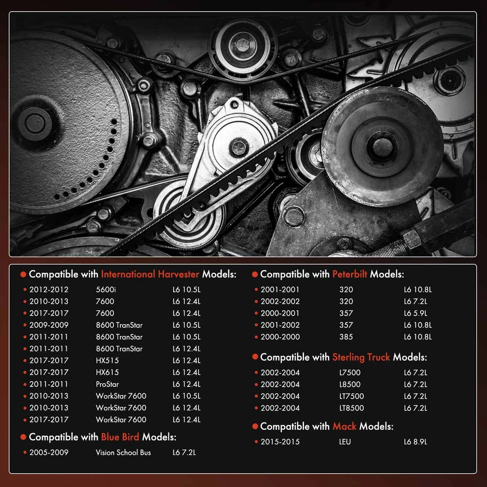 Cinturón Serpentine 77,58" para International Harvester 7600 Peterbilt Sterling Truck Foto 2 de 4