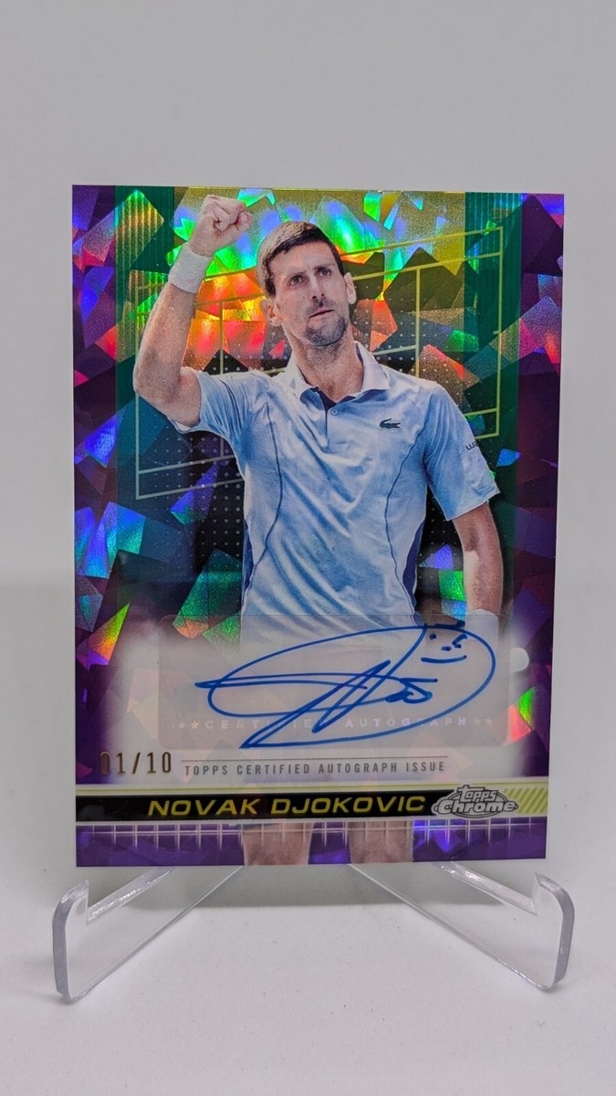 Novak Djokovic 2024 Topps Chrome Tennis Sapphire Purple 1/10 AUTO