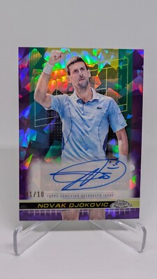 Novak Djokovic 2024 Topps Chrome Tennis Sapphire Purple 1/10 AUTO