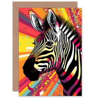 Lebendige PorträT Hell Mutig Zebra Frau Geburtstagskarte