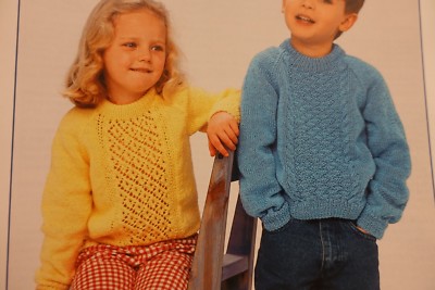 Stylecraft Knitting Pattern 4531 DK Sweaters Unisex Kids Panel Front 20-30''